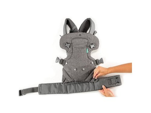 מנשא FLIP ארגונומי 4 ב-1 עם תמיכת ראש מרופדת, מצבי מושב משתנים וסינר מגן קדמי - אפור