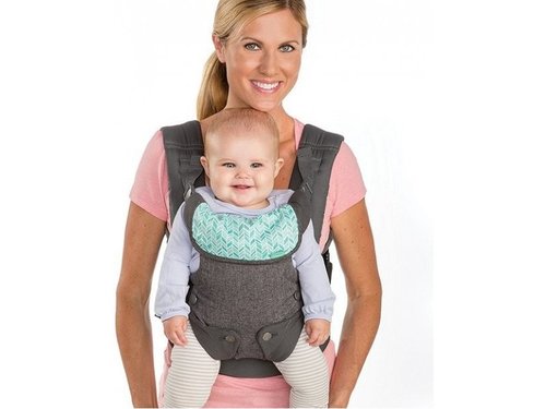 מנשא FLIP ארגונומי 4 ב-1 עם תמיכת ראש מרופדת, מצבי מושב משתנים וסינר מגן קדמי - אפור