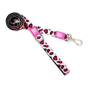 רצועה מנומר מידה L מקס ומולי LONG LEASH 1.6M LEOPARD PINK MAX & MOLLY 