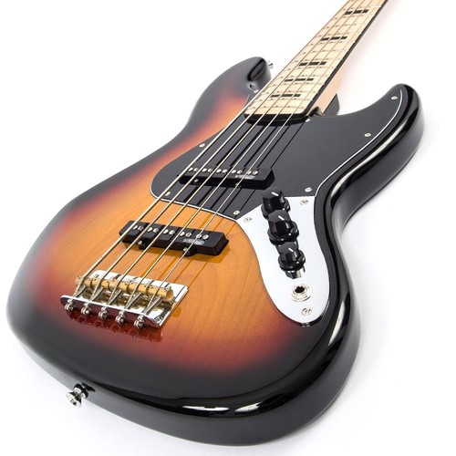 זוית נוספת Vintage VJ75 ReIssued Maple Fingerboard Bass Guitar ~ 5-String ~ Sunburst