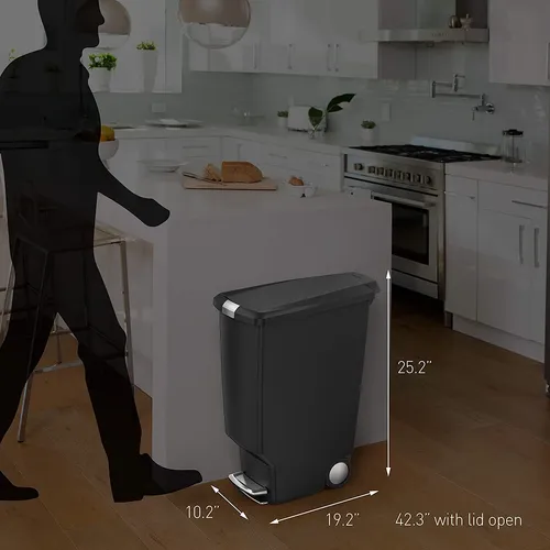 פח אשפה צר למטבח 40 ליטר - SimpleHuman בצבע שחור מתוך קולקציית פחי אשפה למטבח (תמונת מוצר) - מתאים לשדרוג מראה האמבטיה בקלות ובמהירות
