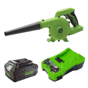 מפוח/שואב גורס 24V + סוללה 4 אמפר ומטען מהיר - GREENWORKS 99706-8