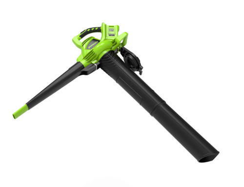 מפוח ושואב עלים GREENWORKS 48V דגם GD24X2BV מקצועי עם מנוע Brushless, מהירות 322 קמ