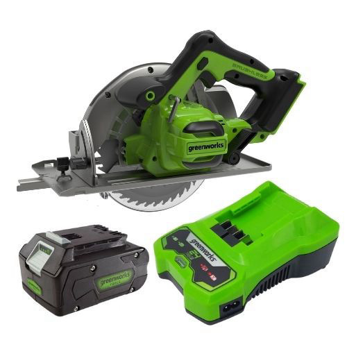  מסור עגול GREENWORKS 24V מקצועי עם מנוע Brushless, להב 185 מ