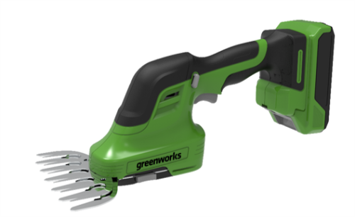 מגזמת שיחים וקוצץ שוליים GREENWORKS 24V דגם G24SHT עם מערכת להבים כפולה לגיזום מדויק