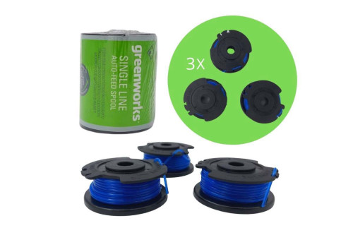 מארז קסטות חוט GREENWORKS דגם 29177 הכולל 3 יחידות עם חוט 1.65 מ