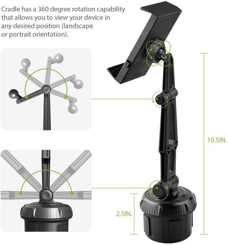 תושבת CELLET לטלפון ולטאבלט למתקן כוסות ברכב עד 11 אינץ'