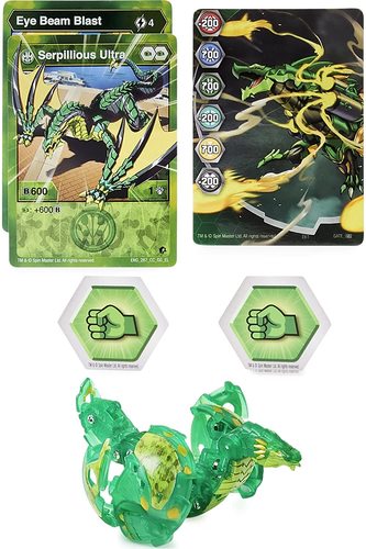 דמות פעולה משתנה ממתכת כוללת כרטיס מסחר, קלפי משחק ואספנות - סרפיליוס באקוגן ULTRA ירוק 