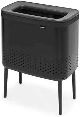 סל כביסה 60 ליטר -Brabantia BO שחור (מבט מקרוב) - קל לניקוי ותחזוקה לשמירה על מראה חדש ומבריק