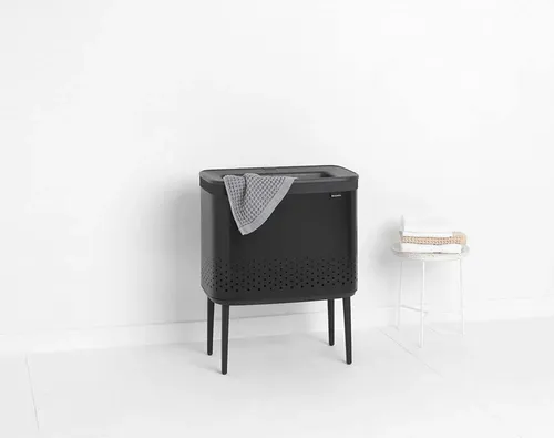 סל כביסה 60 ליטר -Brabantia BO שחור (מבט מהצד) - איכות פרימיום בלתי מתפשרת ואחריות מלאה