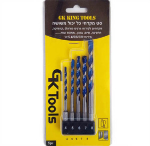 סט מקדחים כל יכול 5יח 4/5/6/7/8