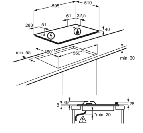 כיריים גז זנוסי דגם ZGH65424XS נירוסטה