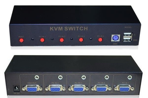קופסת מיתוג KVM איכותית מ-4 מחשבים לעמדת עבודה