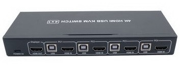 קופסת מיתוג KVM מ-4 מחשבים לעמדת עבודה אחת 4K HDMI + USB