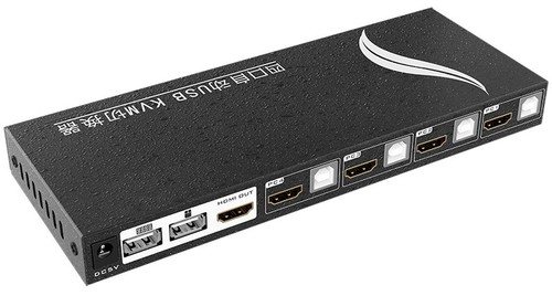 קופסת מיתוג KVM מ-4 מחשבים לעמדת עבודה אחת 4K HDMI + USB