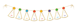 שרשרת דגלונים כובעי פונפון ליצן לפורים