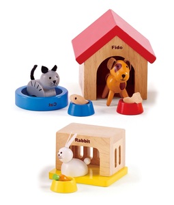 סט חיות המשפחה לבית בובות 12 חלקים מעץ מלא