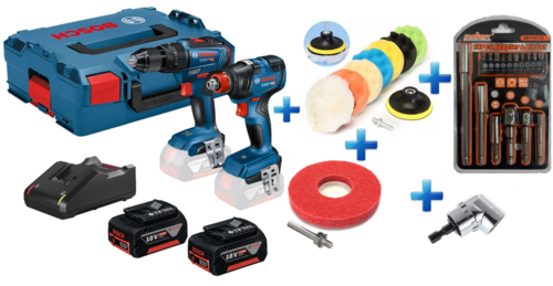 סט 18V ללא פחמים אימפקט+מקדחה רוטטת 4AH+מגוון מתנות