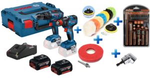 סט 18V ללא פחמים אימפקט+מקדחה רוטטת 4AH+מגוון מתנות