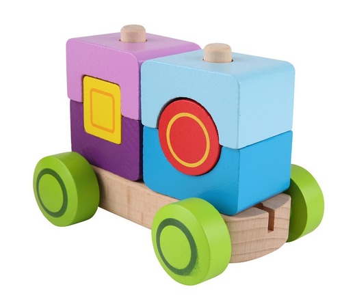 רכבת פנטזיה השחלת צורות מעץ מלא 17 חלקים 