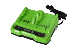 מטען כפול מהיר Dual Port 24V זרם טעינה 2A לטעינה בו-זמנית של שתי סוללות - Greenworks CAG812