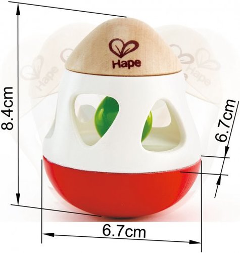 רעשן עם פעמון מעץ מלא ופלסטיק