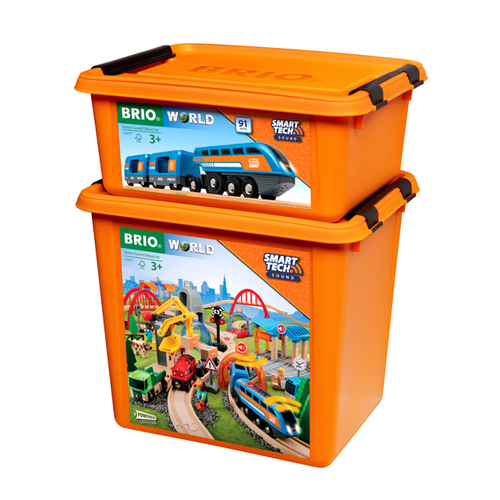 סט רכבת ענק 91 חלקים עם קטר חשמלי אורקולי בטכנולוגיית SmartTech להפעלה אוטומטית