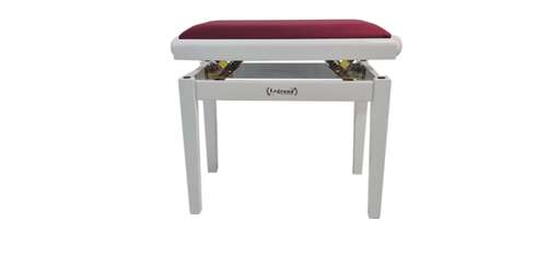 כסא פסנתר מתכוונן בצבע לבן עם טופ קטיפה בצבע בורדו יין PB18 מבית Legrand