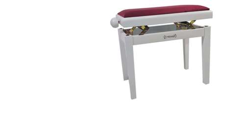כסא פסנתר מתכוונן בצבע לבן עם טופ קטיפה בצבע בורדו יין PB18 מבית Legrand