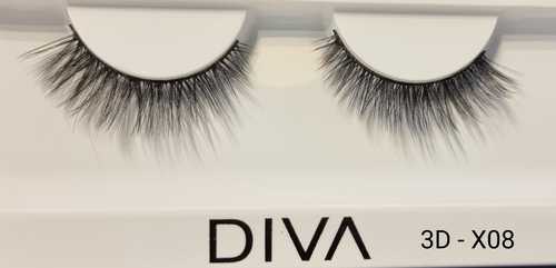 ריסים מלאכותיים דיווה DIVA משיער טבעי רב שימושי מדגם X08 תלת מימד