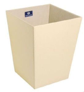 פח פתוח מרובע דמוי עור קרם ECOPELLE Waste Basket 
