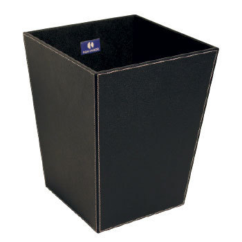 פח פתוח מרובע דמוי עור שחור ECOPELLE Waste Basket 