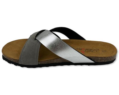 כפכף רצועות נוח ואיכותי לנשים בצבע אפור/כסף ליידי קומפורט 36-42 Lady Comfort L900