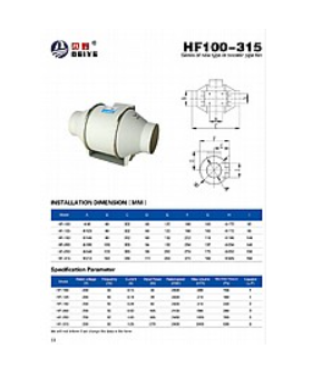 Waffa- מפוח אינליין פלסטי '200 118CFM 30W 4מק