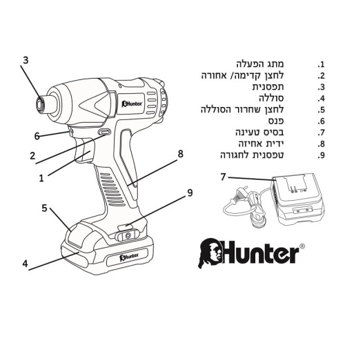 מברגת אימפקט 18V כולל סוללה 1.5AH ומטען 