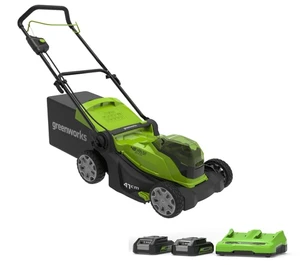 מכסחת דשא נטענת נדחפת 48V(2X24V) רוחב 41 ס"מ + 2X2.0Ah ומטען לשטח דשא עד 220 מ"ר G24X2LM41K2X גרין וורקס