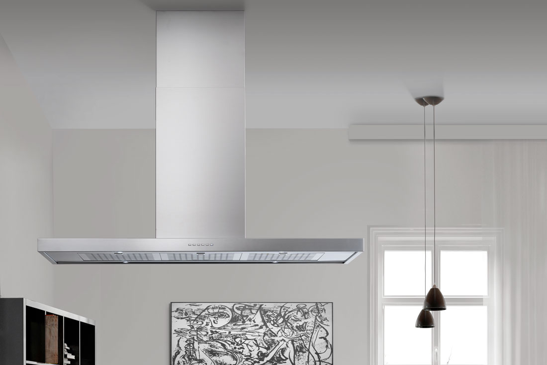 קולט אדים לאי 90/120/150 ס"מ נירוסטה Airone דגם: SLIM ISOLA