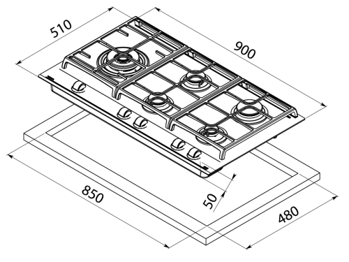 כיריים גז 90 ס