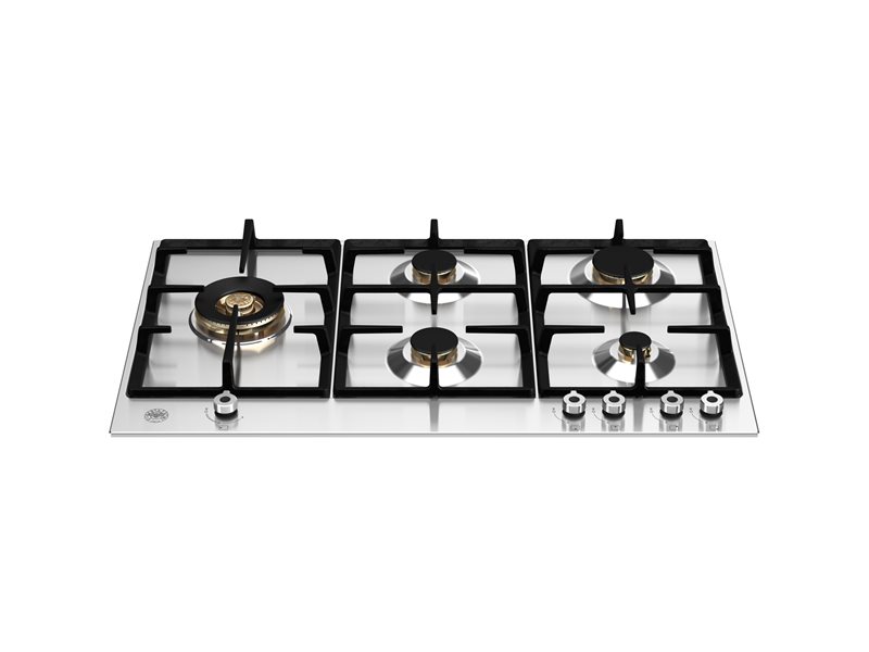 כיריים גז 90 ס"מ BERTAZZONI P905LPROX נירוסטה מבערי פליז טורבו בצד