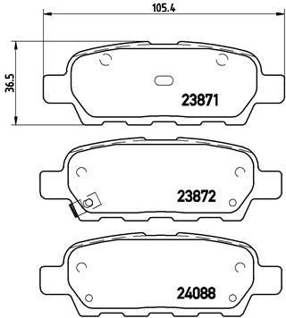 ‏רפידות בלם אחוריות Brembo | ‏ניסן טידה, קשקאי, ג'וק ועוד | ‏P56046