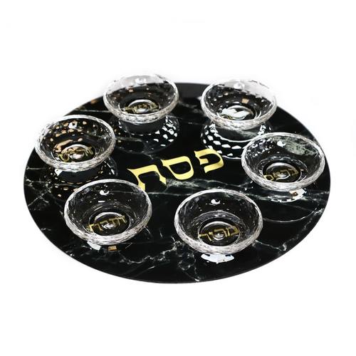 קערה לפסח שיש שחור 38 ס