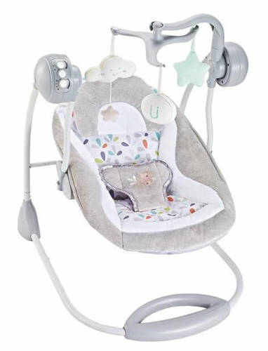 נדנדה חשמלית מנגנת וטרמפולינה Fitch Baby  צבע אפור