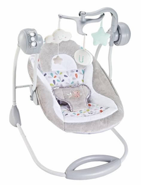 נדנדה חשמלית מנגנת וטרמפולינה Fitch Baby צבע אפור