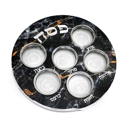 קערה לפסח אלומיניום שיש שחור 31 ס