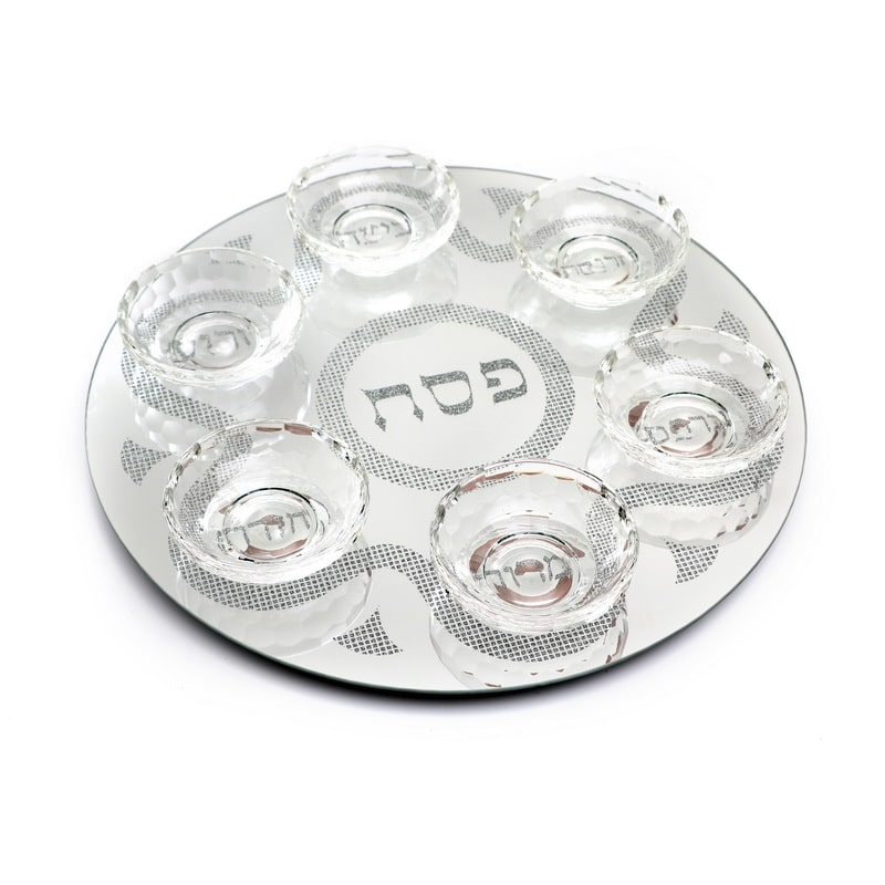 קערה לפסח קריסטל מסתובבת תחרה 38 ס"מ