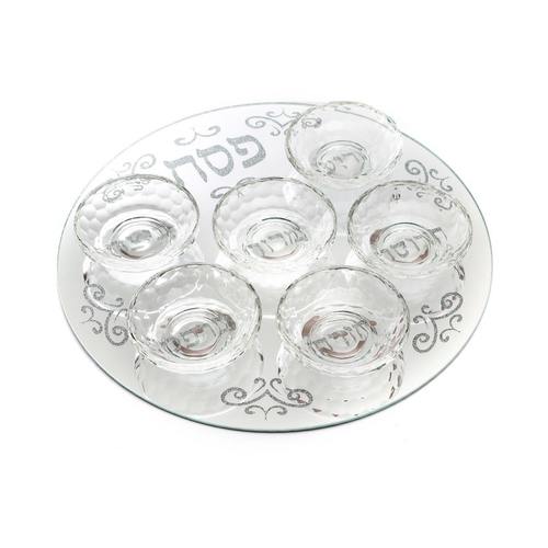 קערה לפסח קריסטל אבנים וזהב 35 ס