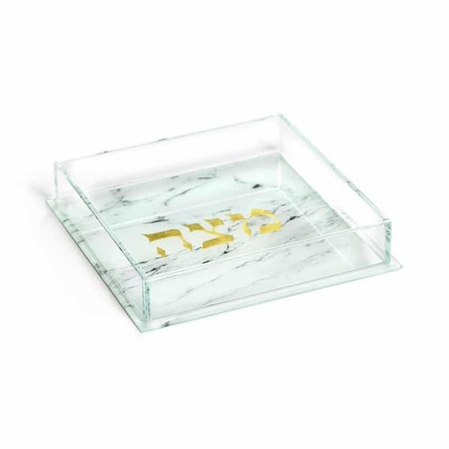 מגש מצה קריסטל שיש לבן 19 ס