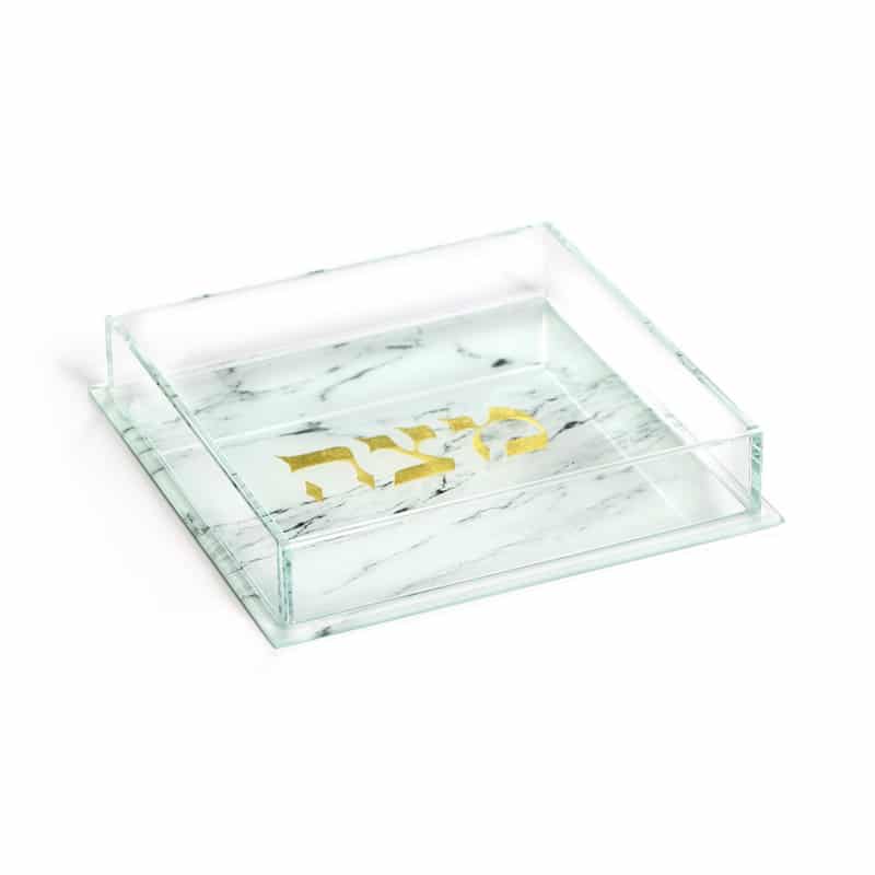 מגש מצה קריסטל שיש לבן 19 ס"מ