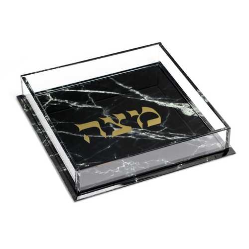 מגש מצה קריסטל שיש שחור 19 ס