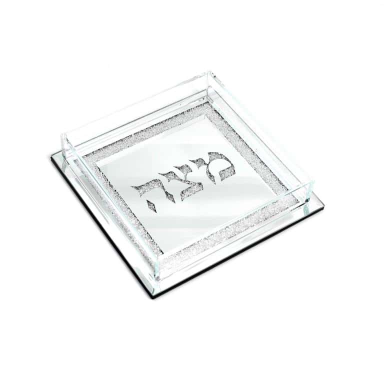 מגש מצה קריסטל אבנים 19 ס"מ
